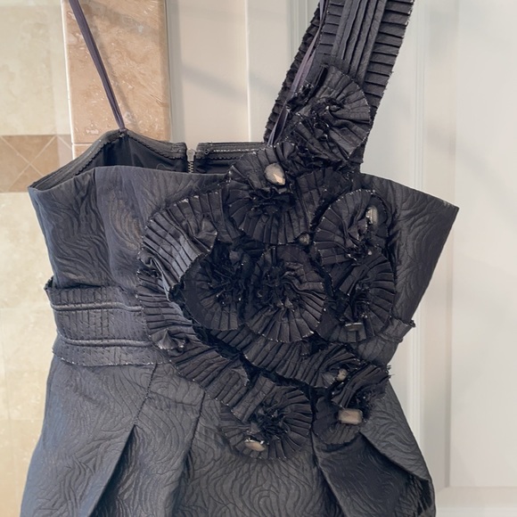 BCBG one shoulder gun metal grey cocktail dress - Picture 2 of 5